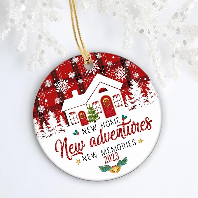 2023 New Home Christmas Ornament, 1st Christmas in Our New Home Ceramic Ornament, Housewarming Gifts Christmas Tree Gifts Gift Ideas for Home Decor