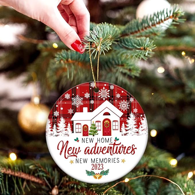 2023 New Home Christmas Ornament, 1st Christmas in Our New Home Ceramic Ornament, Housewarming Gifts Christmas Tree Gifts Gift Ideas for Home Decor