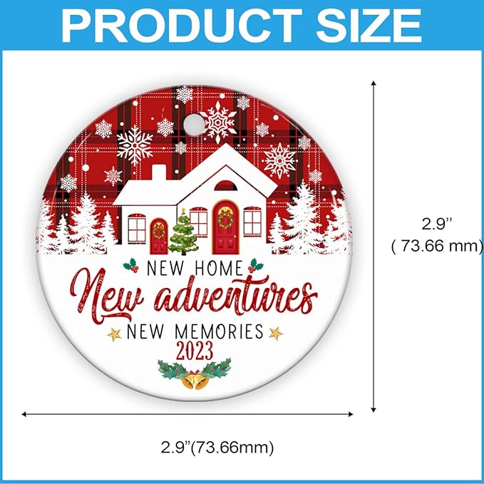 2023 New Home Christmas Ornament, 1st Christmas in Our New Home Ceramic Ornament, Housewarming Gifts Christmas Tree Gifts Gift Ideas for Home Decor