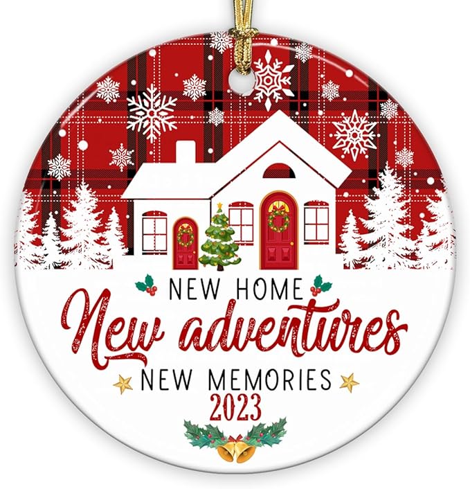 2023 New Home Christmas Ornament, 1st Christmas in Our New Home Ceramic Ornament, Housewarming Gifts Christmas Tree Gifts Gift Ideas for Home Decor